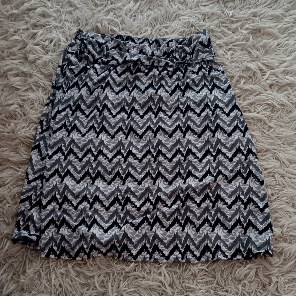 Robert Louis Skirt Women's Black, White & Gray SZ XL